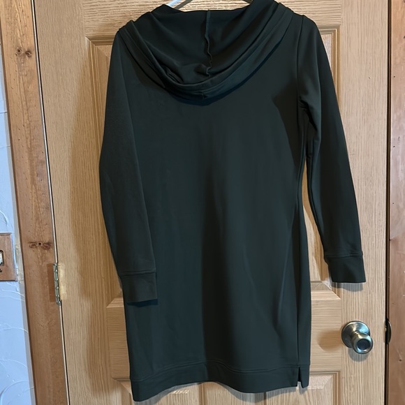 🌿🌿Dark fall green hooded vneck sweatshirt dress with pockets! EUC - Picture 6 of 6